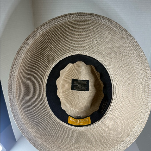 Eric Javits Tan Wide Brim Hat with Black Accent - Picture 2 of 5